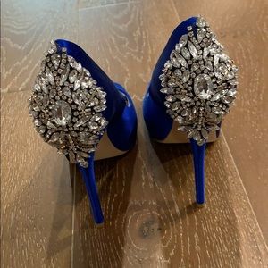 Blue Kiara Peep-Toe Pumps